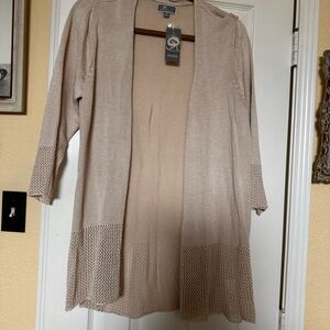JM Collection Tan light weight Cardigan 3/4 sleeve XL
